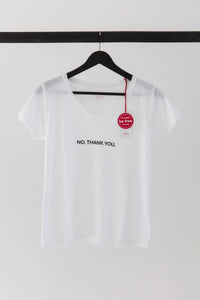  premium quality slogan t-shirt white saying: No, Thank You