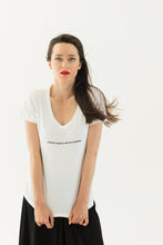 Load image into Gallery viewer, woman wears a high-quality inspirational t-shirt white saying: Live by Choice not by Chance