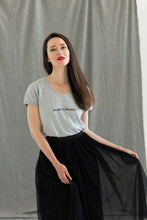 Load image into Gallery viewer, woman wears a high-quality inspirational t-shirt grey saying: truth is beauty